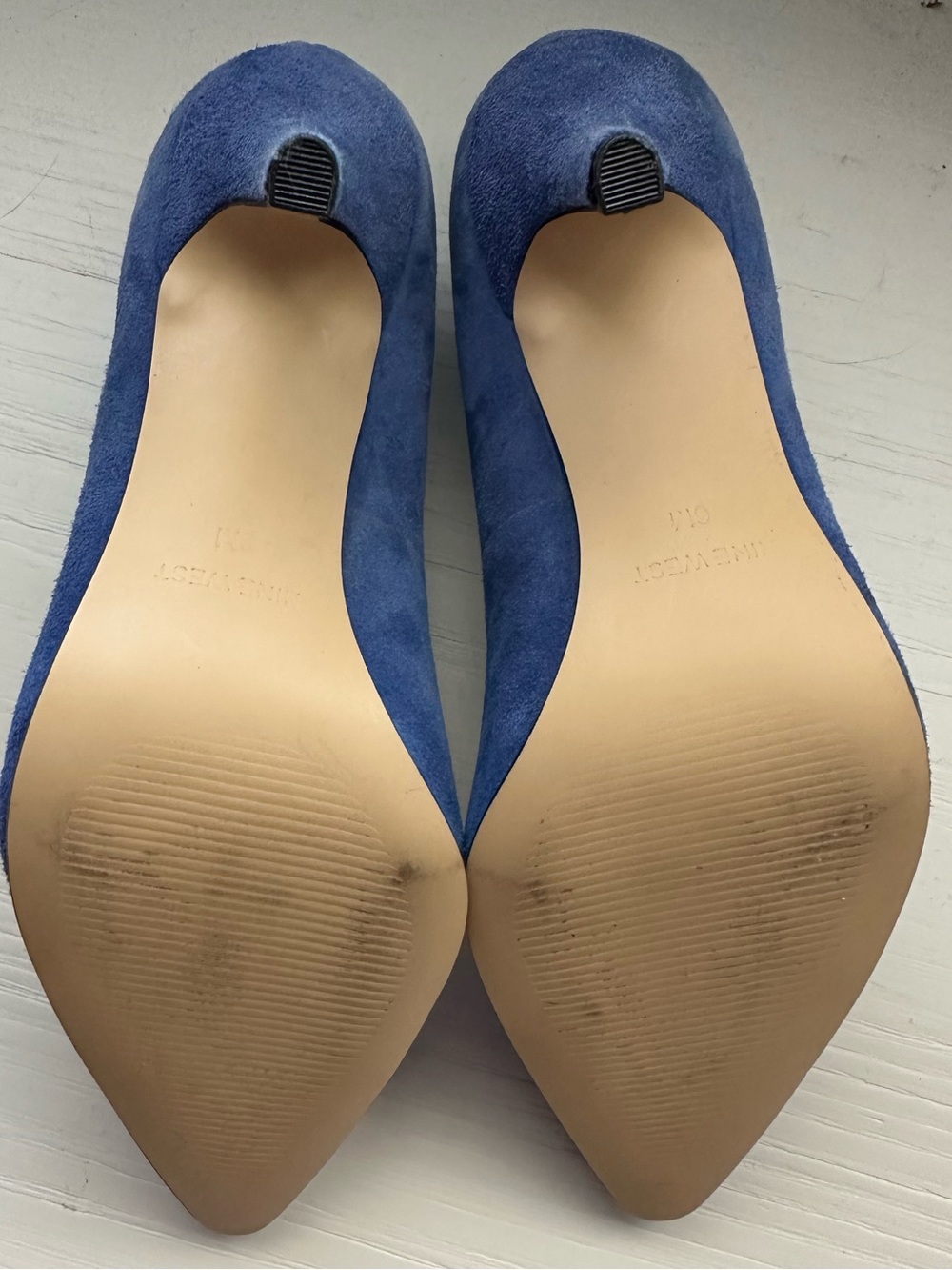 Classic Blue Suede Pointed-Toe Pumps - Picture 2 of 5